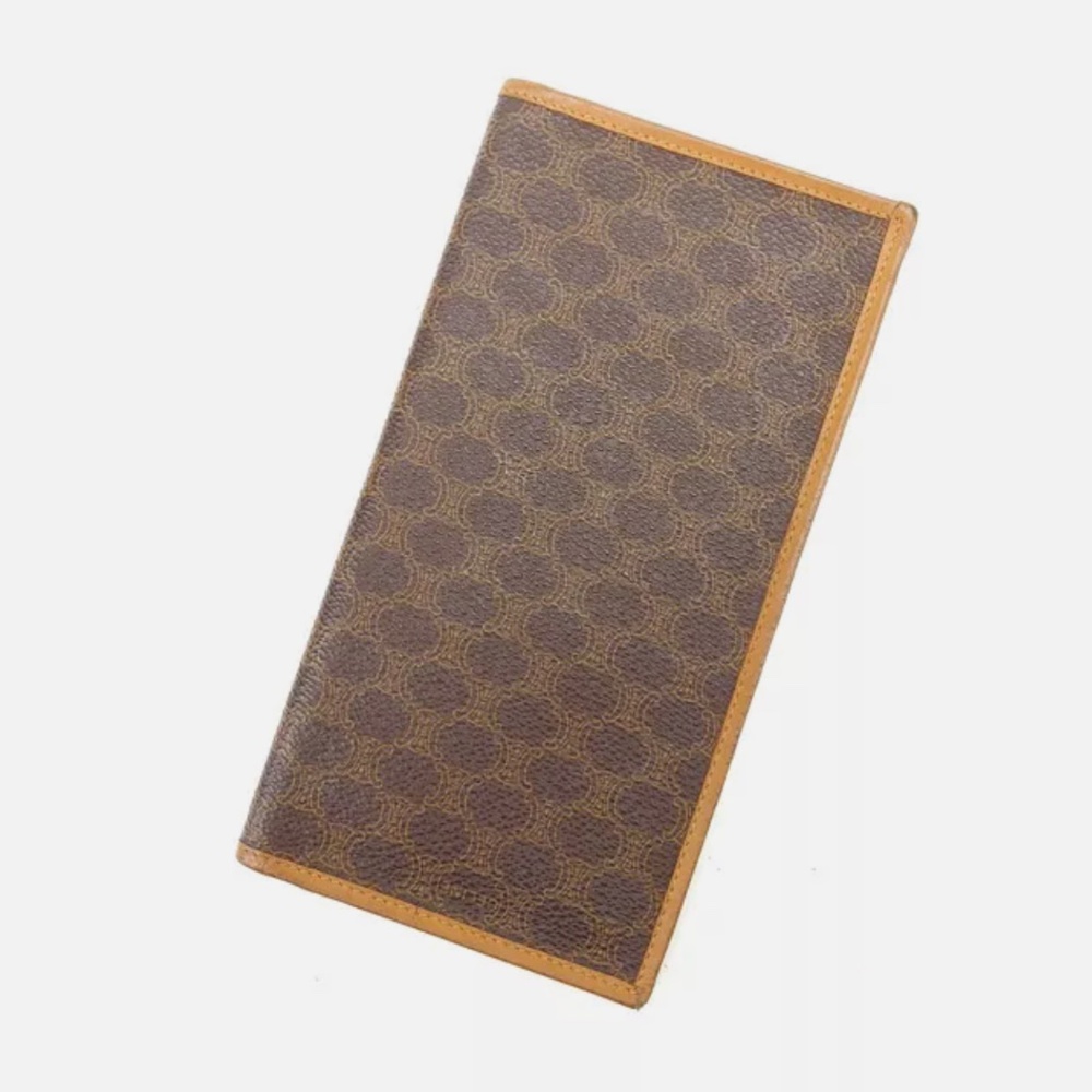 Celine Authentic Macadam Vintage Brown Long Wallet Coin Purse